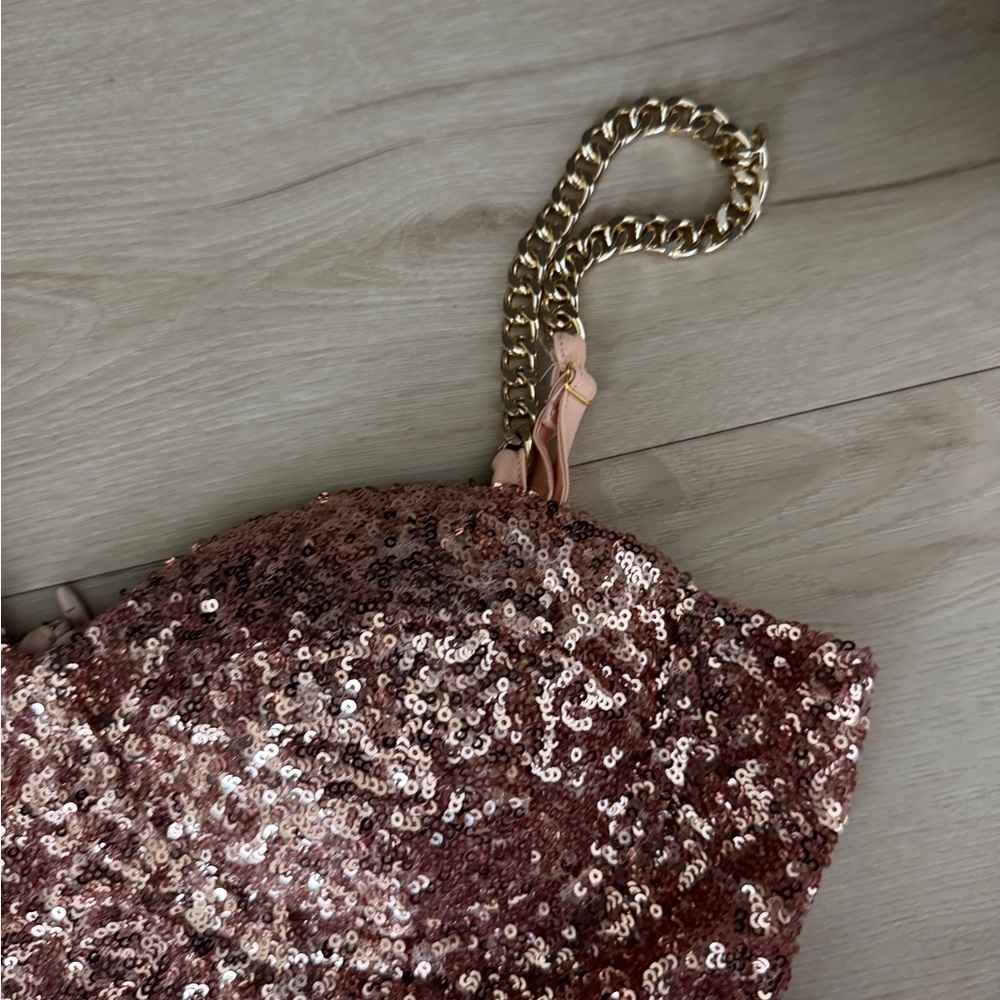 Sparkling Sequin Jumpsuit in Rose Gold - Picture 2 of 7